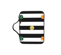 EdWal Glitter Rainbow Polka Dot Stripe Black and White Print Bible Case Cosmetic Bag with Sturdy Handle Wash Bag Tablet Sleeve Small Tool Bag for Books