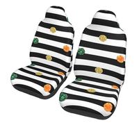 EdWal Glitter Rainbow Polka Dot Stripe Black And White Print Front Seat Covers, Easy To Install Two Car Seat Protector Cover Set Accessories Auto Trucks Suv