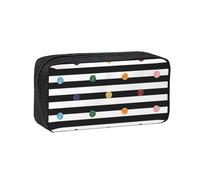 EdWal Glitter Rainbow Polka Dot Stripe Black and White Print Pen Organizer Bag Pouch Large Capacity Pencil Case with Zipper Durable Pen Case for Stationery