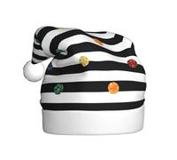 EdWal Glitter Rainbow Polka Dot Stripe Black And White Print Plush Santa Hat, Christmas Hats For Adults, Cozy Holiday Headwear, For Christmas Parties