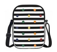 Edwal Glitter Rainbow Polka Dot Stripe Black And White Print Small Crossbody Bag For Women Waterproof Phone Purse With Adjustable Strap For Travel Work