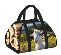 EdWal Goat Print Log Carrier Bag with Open Sides Wood Log Holder for Fireplace Tote Bag Fireplace Accessory