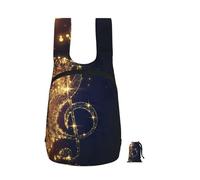 Edwal Gold Musical Note With Fallen Shiny Star Print Foldable Backpack Lightweight Hiking Bag Soft Travel Backpack Rucksack For Work And Gym