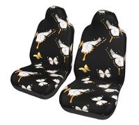 EdWal Gold White Butterflies Black Print Front Seat Covers, Easy To Install Two Car Seat Protector Cover Set Accessories Auto Trucks Suv
