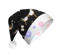 EdWal Gold White Butterflies Black Print Led Christmas Beanie Light Up Christmas Hats, Knit Hats With Led Lights, Unisex Winter Santa Hat