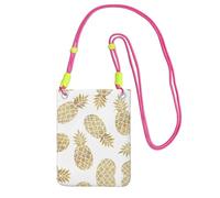 EdWal Golden Pineapple Background Print Crossbody Bag For Women, Mini Phone Purses, Cute Phone Wallet, For Hiking Travel Gift