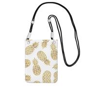 EdWal Golden Pineapple Background Print Crossbody Bag For Women, Mini Phone Purses, Cute Phone Wallet, For Hiking Travel Gift