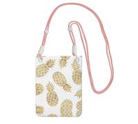 EdWal Golden Pineapple Background Print Crossbody Bag For Women, Mini Phone Purses, Cute Phone Wallet, For Hiking Travel Gift