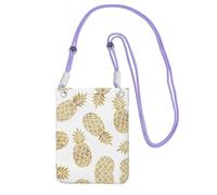 EdWal Golden Pineapple Background Print Crossbody Bag For Women, Mini Phone Purses, Cute Phone Wallet, For Hiking Travel Gift