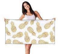 EdWal Golden Pineapple Background Print Spa Bath Towels 70cm X 140cm,Soft Quick Drying Beach Towels For Bathroom,Gym,Travel