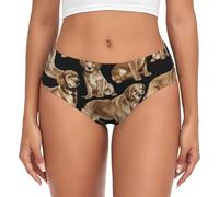 EdWal Golden Retrievers Print Womens High-Waisted Briefs Panties, Moisture-Wicking Underwear, Bikini Brief Underwear