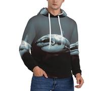 EdWal Great White Shark Print Men'S Hoodie,Comfortable Pullover Sweatshirt For Men,Drawstring Casual Hooded Sweatshirts