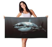EdWal Great White Shark Print Spa Bath Towels 70cm X 140cm,Soft Quick Drying Beach Towels For Bathroom,Gym,Travel