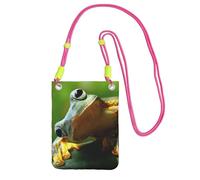 EdWal Green Frog Print Crossbody Bag For Women, Mini Phone Purses, Cute Phone Wallet, For Hiking Travel Gift