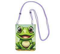 EdWal Green Frog Print Crossbody Bag For Women, Mini Phone Purses, Cute Phone Wallet, For Hiking Travel Gift