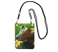 EdWal Green Frog Print Crossbody Bag For Women, Mini Phone Purses, Cute Phone Wallet, For Hiking Travel Gift