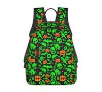 EdWal Green Ghost Horror Halloween Pumpkin Print Computer Backpack College Stylish Casual Laptop Bag For Travel/Business/Women/Men