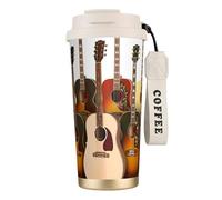 EdWal Guitar Print Insulated Stainless Steel Travel Coffee Mug,Coffee Cups with Lids, for Hot Cold Drinks
