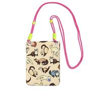 EdWal Hairy Ferret Print Crossbody Bag For Women, Mini Phone Purses, Cute Phone Wallet, For Hiking Travel Gift
