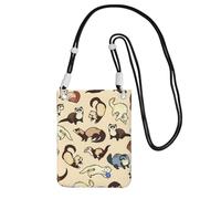 EdWal Hairy Ferret Print Crossbody Bag For Women, Mini Phone Purses, Cute Phone Wallet, For Hiking Travel Gift