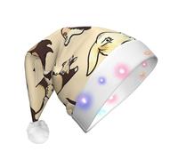 EdWal Hairy Ferret Print Led Christmas Beanie Light Up Christmas Hats, Knit Hats With Led Lights, Unisex Winter Santa Hat