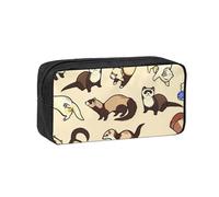EdWal Hairy Ferret Print Pen Organizer Bag Pouch Large Capacity Pencil Case with Zipper Durable Pen Case for Stationery