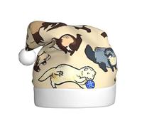 EdWal Hairy Ferret Print Plush Santa Hat, Christmas Hats For Adults, Cozy Holiday Headwear, For Christmas Parties