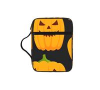 Edwal Halloween Pumpkin Patterns Print Bible Case Cosmetic Bag with Sturdy Handle Wash Bag Tablet Sleeve Small Tool Bag for Books