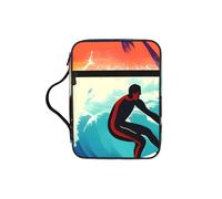 EdWal Hawaiian Surfer On Wavy Print Bible Case Cosmetic Bag with Sturdy Handle Wash Bag Tablet Sleeve Small Tool Bag for Books