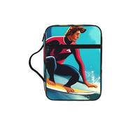 EdWal Hawaiian Surfer On Wavy Print Print Bible Case Cosmetic Bag with Sturdy Handle Wash Bag Tablet Sleeve Small Tool Bag for Books
