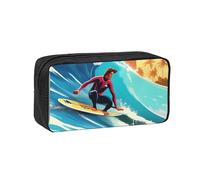 EdWal Hawaiian Surfer On Wavy Print Print Pen Organizer Bag Pouch Large Capacity Pencil Case with Zipper Durable Pen Case for Stationery