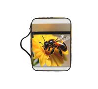 EdWal Honey Bee and Flower Print Bible Case Cosmetic Bag with Sturdy Handle Wash Bag Tablet Sleeve Small Tool Bag for Books