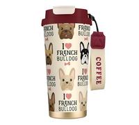 EdWal I Love French Bulldog Print Insulated Stainless Steel Travel Coffee Mug,Coffee Cups with Lids, for Hot Cold Drinks