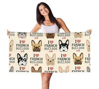 EdWal I Love French Bulldog Print Spa Bath Towels 70cm X 140cm,Soft Quick Drying Beach Towels For Bathroom,Gym,Travel