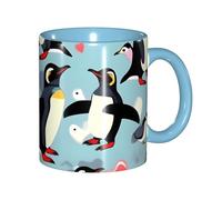 EdWal I Love Penguins Print Tea Cups with Handle, Ceramic Ceramic Mug for Tea and Coffee Gift for Women Microwave Safe