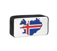EdWal Iceland Flag Map Print Pen Organizer Bag Pouch Large Capacity Pencil Case with Zipper Durable Pen Case for Stationery