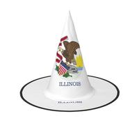 EdWal Illinois State Flag Print Halloween Witch Hat Costume Accessory Women Hats For Halloween Party Cosplay For Home, Yard,