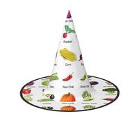 EdWal Introduction Of Various Vegetables Print Halloween Witch Hat Costume Accessory Women Hats For Halloween Party Cosplay For Home, Yard,