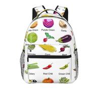 EdWal Introduction Of Various Vegetables Print Hiking Backpack Laptop Backpack For Men Women Waterproof Rucksack Easy To Clean Travel Bag