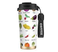 EdWal Introduction of Various Vegetables Print Insulated Stainless Steel Travel Coffee Mug,Coffee Cups with Lids, for Hot Cold Drinks