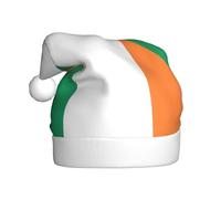 EdWal Irish Flag Print Plush Santa Hat, Christmas Hats For Adults, Cozy Holiday Headwear, For Christmas Parties