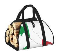 EdWal Italian Flag Map Print Log Carrier Bag with Open Sides Wood Log Holder for Fireplace Tote Bag Fireplace Accessory