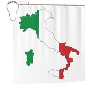 EdWal Italian Flag Map Print Polyester Shower Curtain For Bathroom With Hooks 185cm Long, Waterproof Bath Accessories