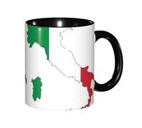 EdWal Italian Flag Map Print Tea Cups with Handle, Ceramic Ceramic Mug for Tea and Coffee Gift for Women Microwave Safe