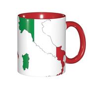 EdWal Italian Flag Map Print Tea Cups with Handle, Ceramic Ceramic Mug for Tea and Coffee Gift for Women Microwave Safe