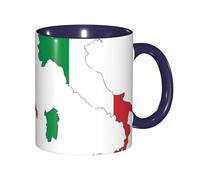 EdWal Italian Flag Map Print Tea Cups with Handle, Ceramic Ceramic Mug for Tea and Coffee Gift for Women Microwave Safe
