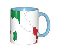 EdWal Italian Flag Map Print Tea Cups with Handle, Ceramic Ceramic Mug for Tea and Coffee Gift for Women Microwave Safe