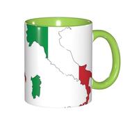 EdWal Italian Flag Map Print Tea Cups with Handle, Ceramic Ceramic Mug for Tea and Coffee Gift for Women Microwave Safe