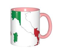 EdWal Italian Flag Map Print Tea Cups with Handle, Ceramic Ceramic Mug for Tea and Coffee Gift for Women Microwave Safe