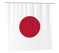 EdWal Japanese Flag Print Polyester Shower Curtain For Bathroom With Hooks 185cm Long, Waterproof Bath Accessories